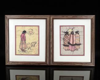 A Pair Of Vintage Native American Textile Art Works by Judi Hubbard, 1986