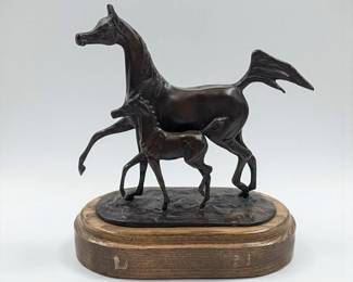 Unmarked Canadian National Arabian Horse Championship Mother/Mare Bronze Sculpture by Jill Mckinney