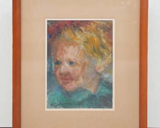 Signed Nahum Gutman (Israeli, 1898-1980) Portrait Of A Child