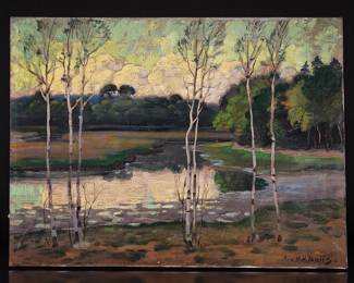 American Harold Harrington Betts 1881-1951 landscape Painting Signed Unframed
