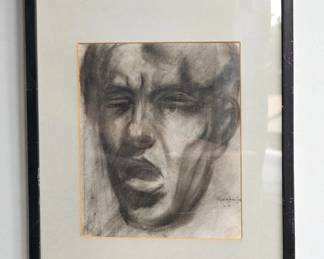 Signed & Dated Frantisek Reichental (American/European, 1895-1971) Charcoal Drawing, 1945