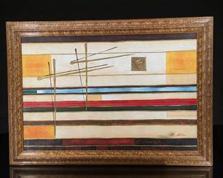 Large Signed M. Hilton Oil On Canvas Abstract Painting