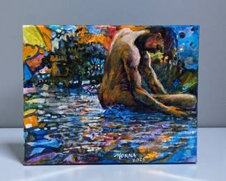 Signed Florida Artist Morna Strengholt Acrylic On Canvas Nude Scene Painting, 2025