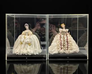 Pair Of Hand-Made Evelyn McLane (American, 1917-2010) Porcelain Female Figures With Cases