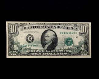 U.S. Currency $10 Bill 1977 Series A Misprint