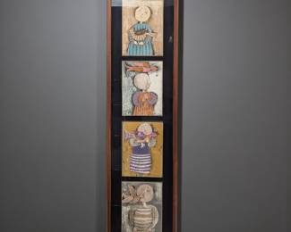 Lot Of 4 Bolivian Artist Graciela Rodo Boulanger Color Lithographs, Damaged Frame And Damaged Image