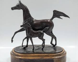 2004 Canadian National Arabian Horse Championship Mother & Mare Bronze Sculpture by Jill Mckinney