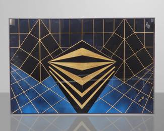 Suzzette Urs Signed Reverse Acrylic Glass Art Dated 1995