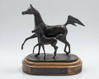 2004 Canadian National Arabian Horse Championship Mother & Mare Bronze Sculpture by Jill Mckinney