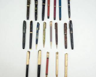 Large Lot Of Vintage Parker Fountain Pens And Mechanical Pencils, Used Condition, 20 Pens Total