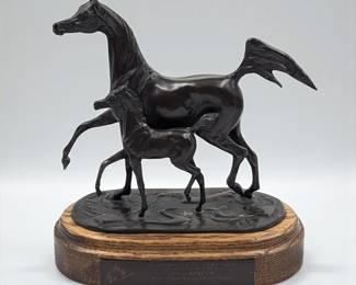 2005 Canadian National Arabian Horse Championship Mother & Mare Bronze Sculpture by Jill Mckinney