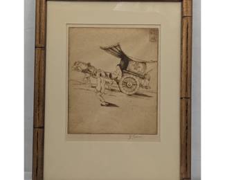 Pencil Signed Dorsey Potter Tyson (American, 1891-1969) Mono-Color Oriental Etching