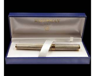 French Waterman L'Etalon 925 Sterling Silver Fountain Pen With 18K Gold Nib And Original Box