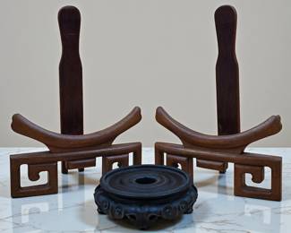 3pc Hardwood Asian Decorative Stands