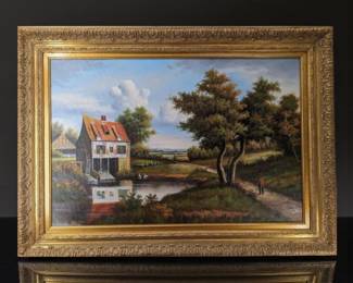 Signed John Pollins, 20th Century American Oil On Canvas Landscape Painting