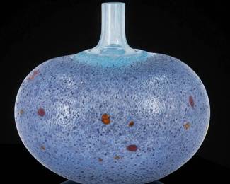 California-Swedish Bertil Vallien 1938-2018 Art Glass Bottle Vase Signed