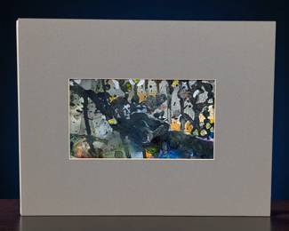 Signed Florida Artist Morna Strengholt Abstract Oil And Watercolor On Paper Nude Scene Painting