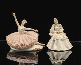 Pair Of Hand-Made Evelyn McLane (American, 1917-2010) Porcelain Female Figures