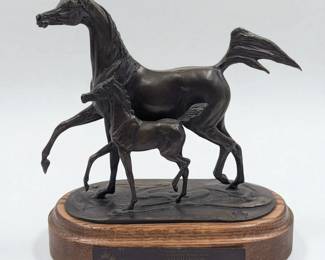 2004 Canadian National Arabian Horse Championship Mother & Mare Bronze Sculpture by Jill Mckinney