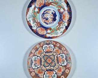 Antique Japanese Hand Painted Imari Porcelain Charger And Imari Plate