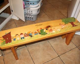 hand-painted pine bench