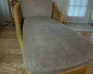 $500. Baker, heavy rattan chaise lounge, very nice condition. 58” long, 35”” wide