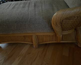 $500. Baker, heavy rattan chaise lounge, very nice condition. 58” long, 35” wide