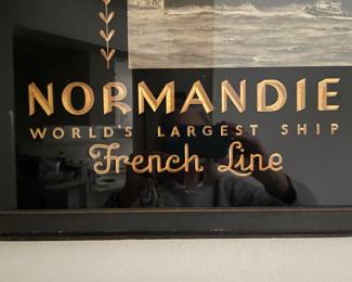 $250.00 Antique reverse painted Normandie advertisement. Very nice, great condition.