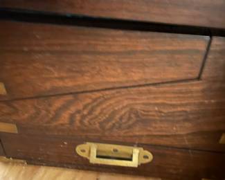 $250.00. Antique large campaigne-style lap desk, with storage and lap extension