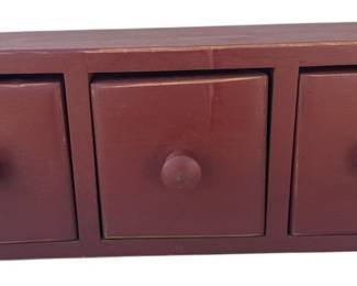Three Drawer Red Wood Spice Chest