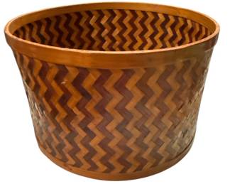 Hand Woven Zig Zag Bamboo Basket