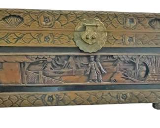 Antique Chinese Carved Camphor Wood Chest