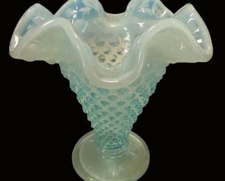 Fenton Style Aqua Blue Hobnail Vase