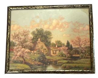 Miniature Lithograph English Cottage