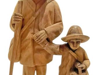 Vintage Hand Carved Wood Folk Art Statue