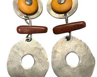 Signed Vintage BenAmun Brutalist Earrings