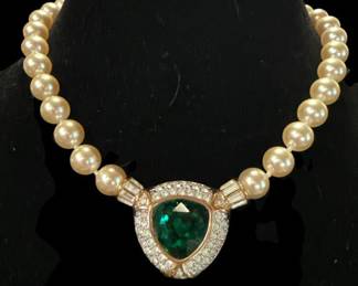 S.A.L. Faux Pearl Rhinestone Necklace
