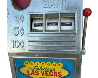 Vintage Metal Jackpot Bank Slot Machine