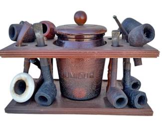 Antique Pipe Stand, Pipes and Humidor