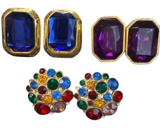 Three Pair Bold Rhinestone Earrings