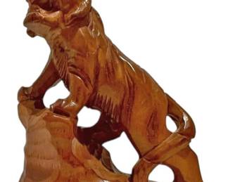 Hand Carved Wooden Tiger Sculpture