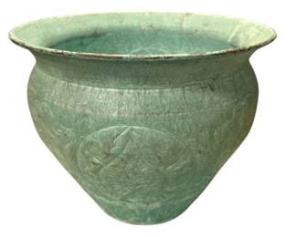 Cache Pot Planter with Verdigris Patina