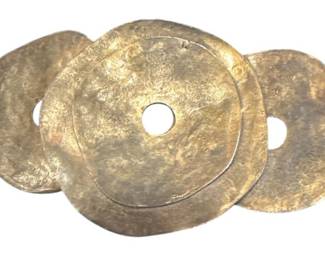 Signed Vintage Hammered Brass Brooch