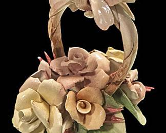 Capodimonte Style Porcelain Flower Basket