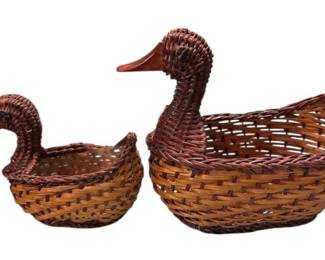 Two Hand Woven Duck Baskets