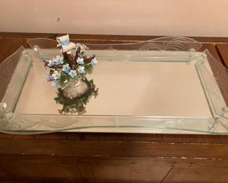 Mirrored vanity tray.