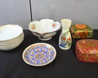 Japanese Imari Ware Porcelain Bowl, Turkish Kutahya Decrotive Plate And Like Items