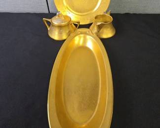 Vintage Pickard Gold Encrusted Porcelain Serving Set