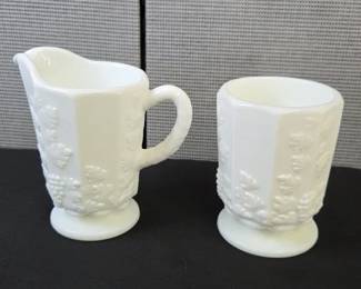 Vintage Westmoreland Paneled Grape Milk Glass