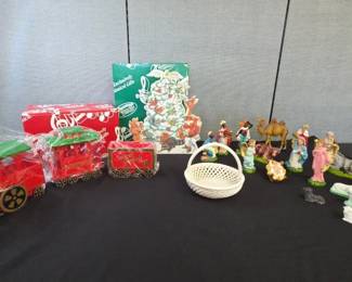 Vintage Music Box Company And Nativity Scene Figurines